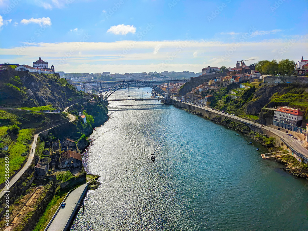 Fotografie Sunshine river boat bridge Porto