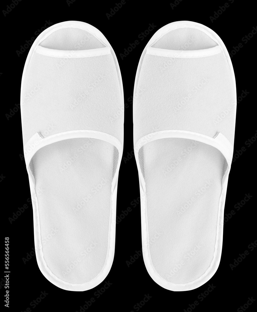 Slippers top view isolated on black background. Slippers top view isolated on black background.