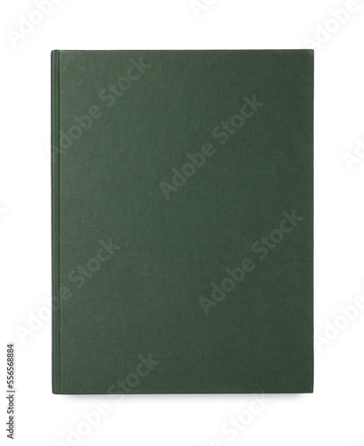 Closed book with green hard cover isolated on white © New Africa