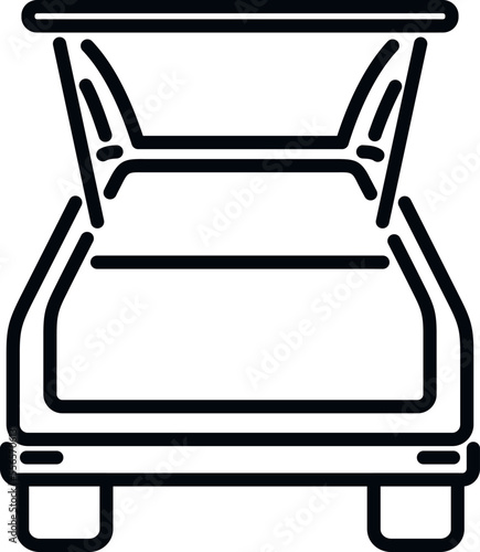 Box in car trunk icon outline vector. Travel back. Auto trip bag