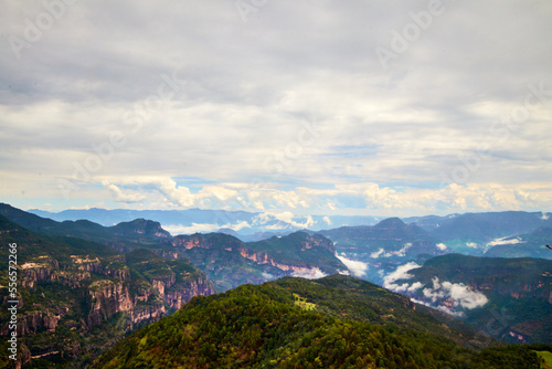 landscape in summer  mountains with cloudy sky  canyons and cliffs in mexiquillo durango 