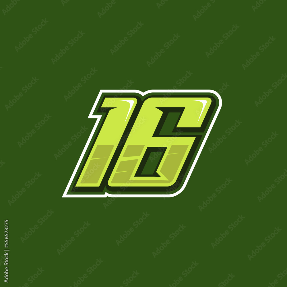 Racing number 16 logo design vector Racing number 16 logo design vector