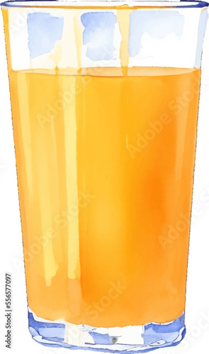 orange juice hand drawn with watercolor painting style illustration