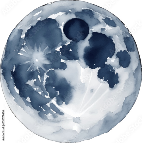 moon hand drawn with watercolor painting style illustration