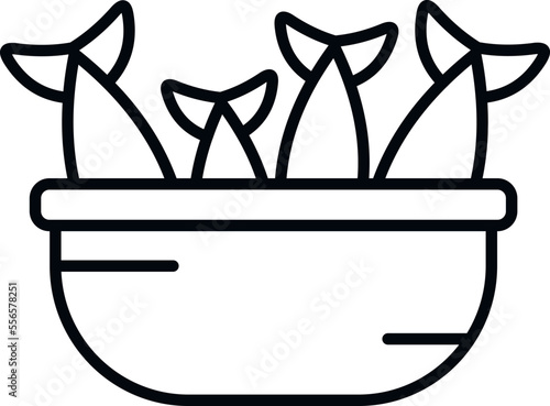 Floating market fish basket icon outline vector. Thai river. Seller food