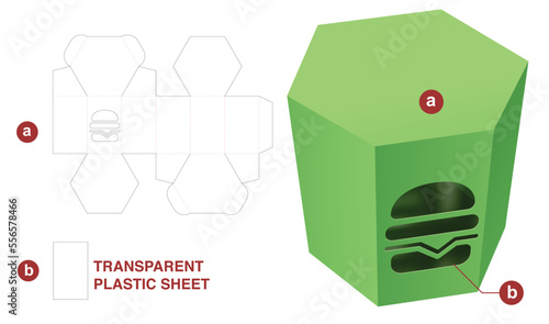 box die cut template and 3D mockup
