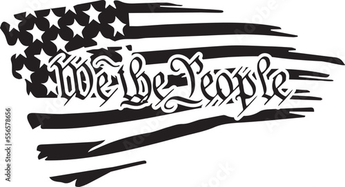 Distressed Waving Flag We The People Preamble Text