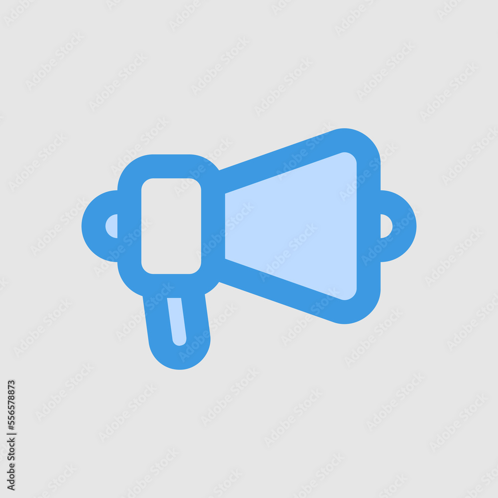Bullhorn icon in blue style, use for website mobile app presentation Bullhorn icon in blue style, use for website mobile app presentation