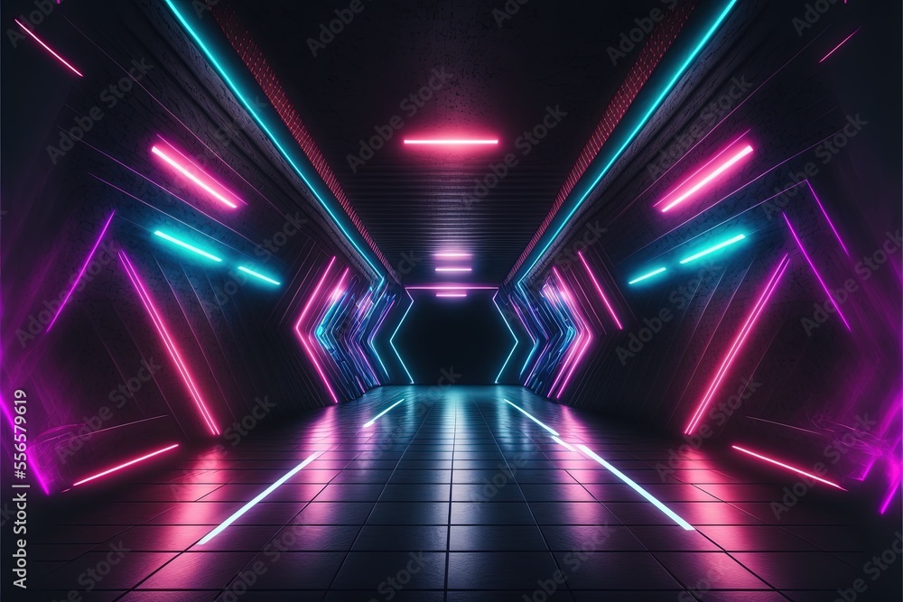 Sci-Fi Cyber Futuristic  Empty generative ai tunnel Background