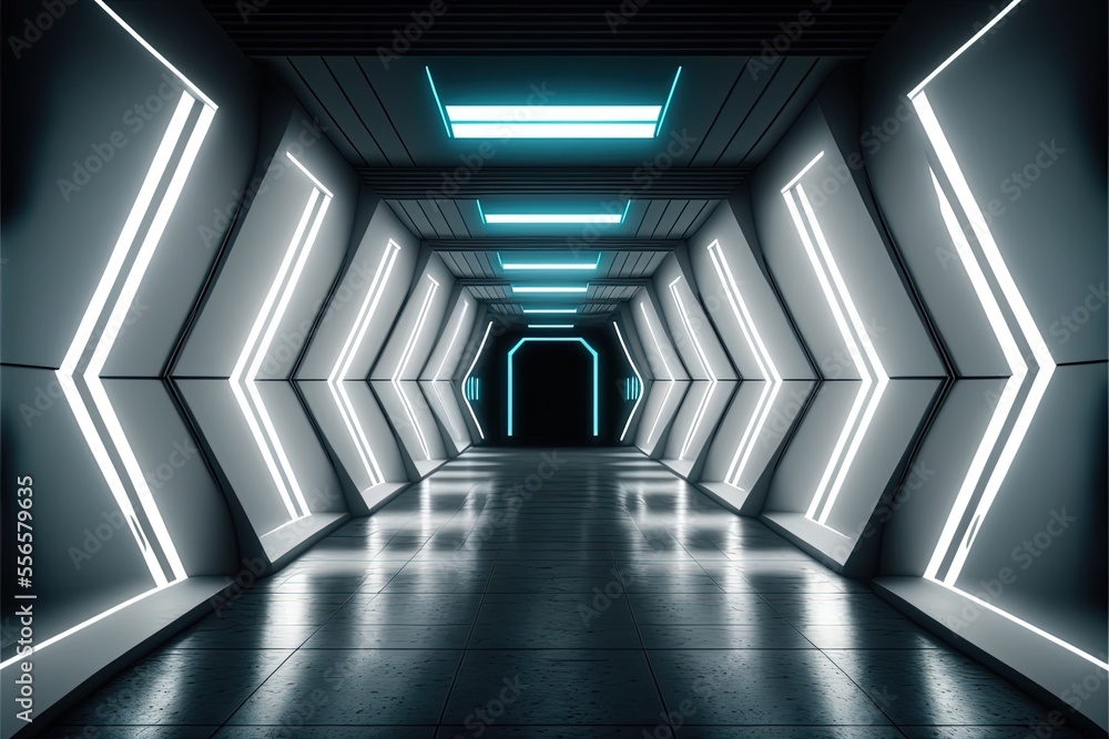 sci-fi futuristic tunnel with reflective ceiling and floors generative ai location sci-fi futuristic tunnel with reflective ceiling and floors generative ai location