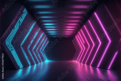 Sci-Fi Cyber Futuristic  Empty generative ai tunnel Background