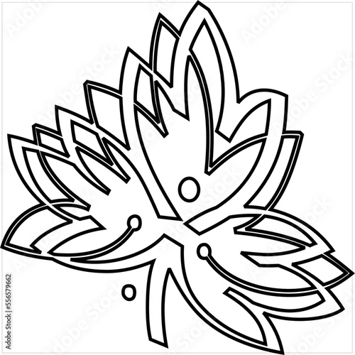 Vector, Image of jasmine flower icon, black and white color, with transparent background