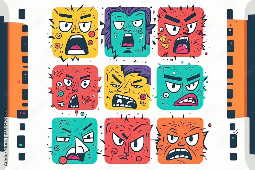 Obraz premium abstract colored square comic Face generative ai