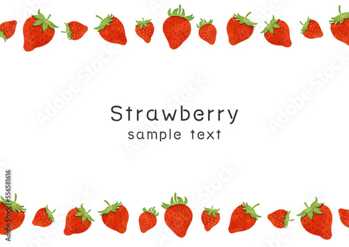 いちごの横ラインフレームイラスト