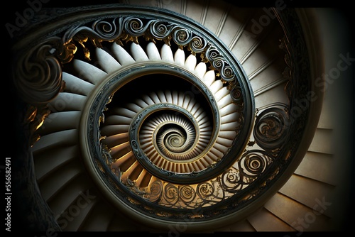 spiral staircase with psychic waves emanating from the centre  REALISTIC  AI Generated 