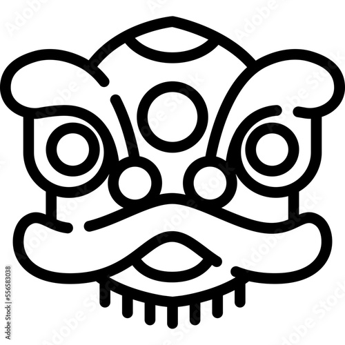 Chinese lion mask Outline icon.