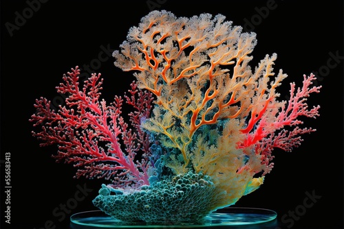 Sea coral fluorescent colors illustration made with Generative AI
