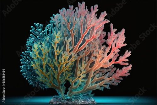 Sea coral fluorescent colors illustration made with Generative AI