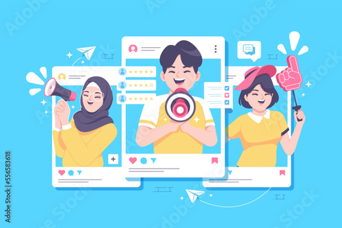 Social media marketing flat design illustration