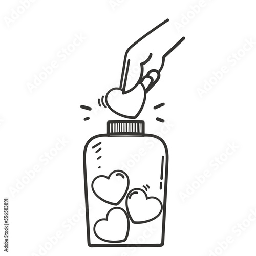 hand drawn doodle love heart donation illustration vector