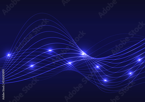 Digital technology abstact blue light line curve background