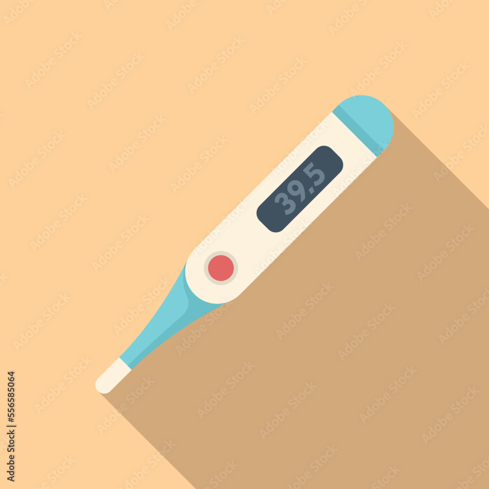 Digital thermometer icon flat vector. Sneeze allergic. Seasonal pollen Digital thermometer icon flat vector. Sneeze allergic. Seasonal pollen