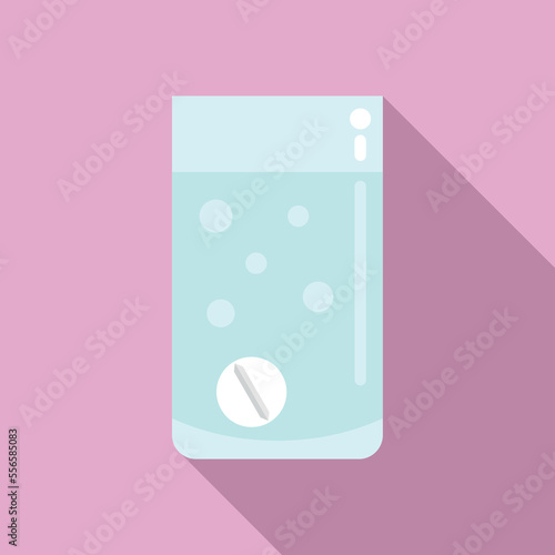 Aspirine glass pill icon flat vector. Seasonal allergic. Flu cough
