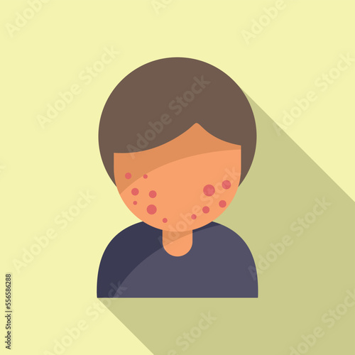 Kid seasonal allergy icon flat vector. Sneeze plant. Cold spring