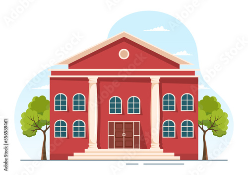 City Council Meeting with Business Team, Employee for Important Negotiation or Define Buildings in Flat Cartoon Hand Drawn Templates Illustration
