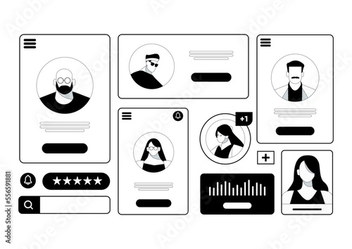 colorless user profile template for wireframe UI UX  photo