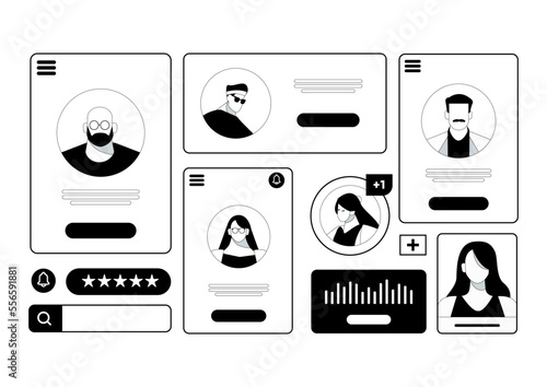 Fotografie colorless user profile template for wireframe UI UX