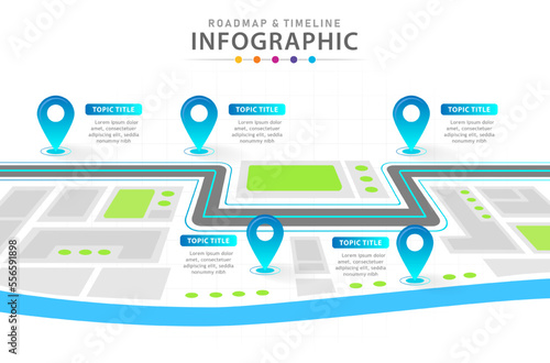 Infographic 6 Steps Modern Timeline diagram with city roadmap concept, presentation vector infographic.