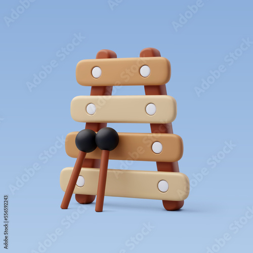 3d Vector Xylophone, Music and Instrument concept.