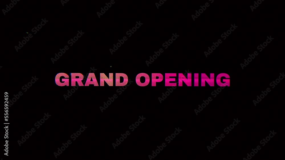 Grand Launching motion text with colorful glitch effect. 4k 60fps footage for the grand launching event Grand Launching motion text with colorful glitch effect. 4k 60fps footage for the grand launching event