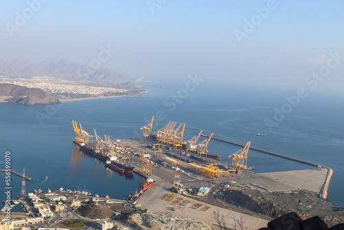 view of the port of Khor fakkan City in UAE