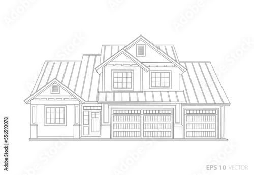 Architectural background, Cross section suburban house, Vector illustration