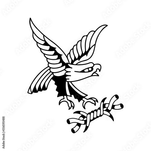 vector illustration of an eagle and barbed wire