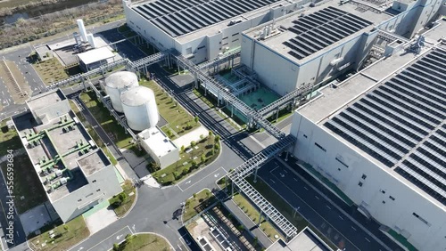 solar panels on factory rooftop