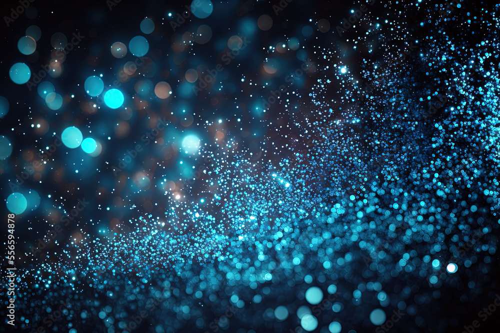 Abstract background with dark blue and gold particle. Christmas Golden