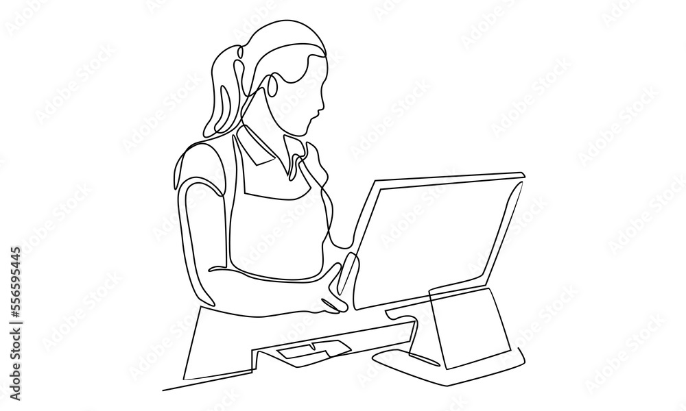 continuous line of female cashier at supermarket continuous line of female cashier at supermarket