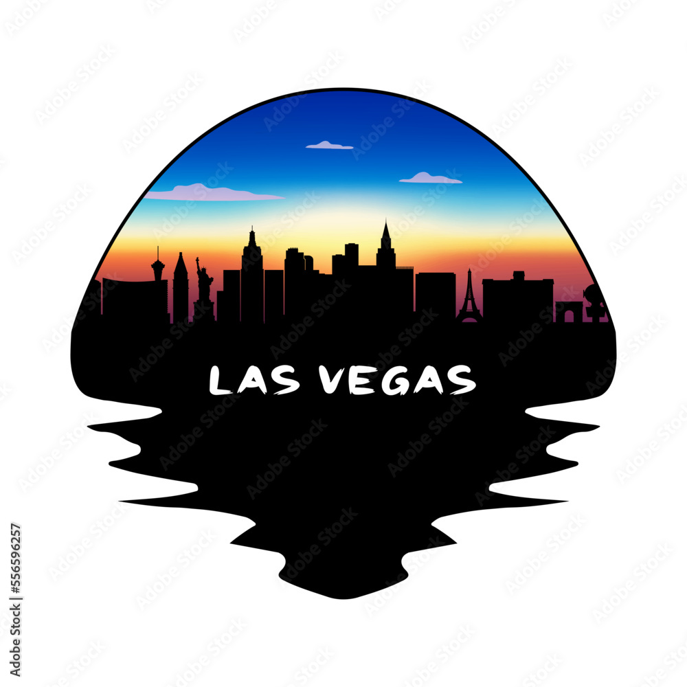 Las Vegas Nevada USA Skyline Silhouette Retro Vintage Sunset Las Vegas Lover Travel Souvenir Sticker Vector Illustration SVG EPS