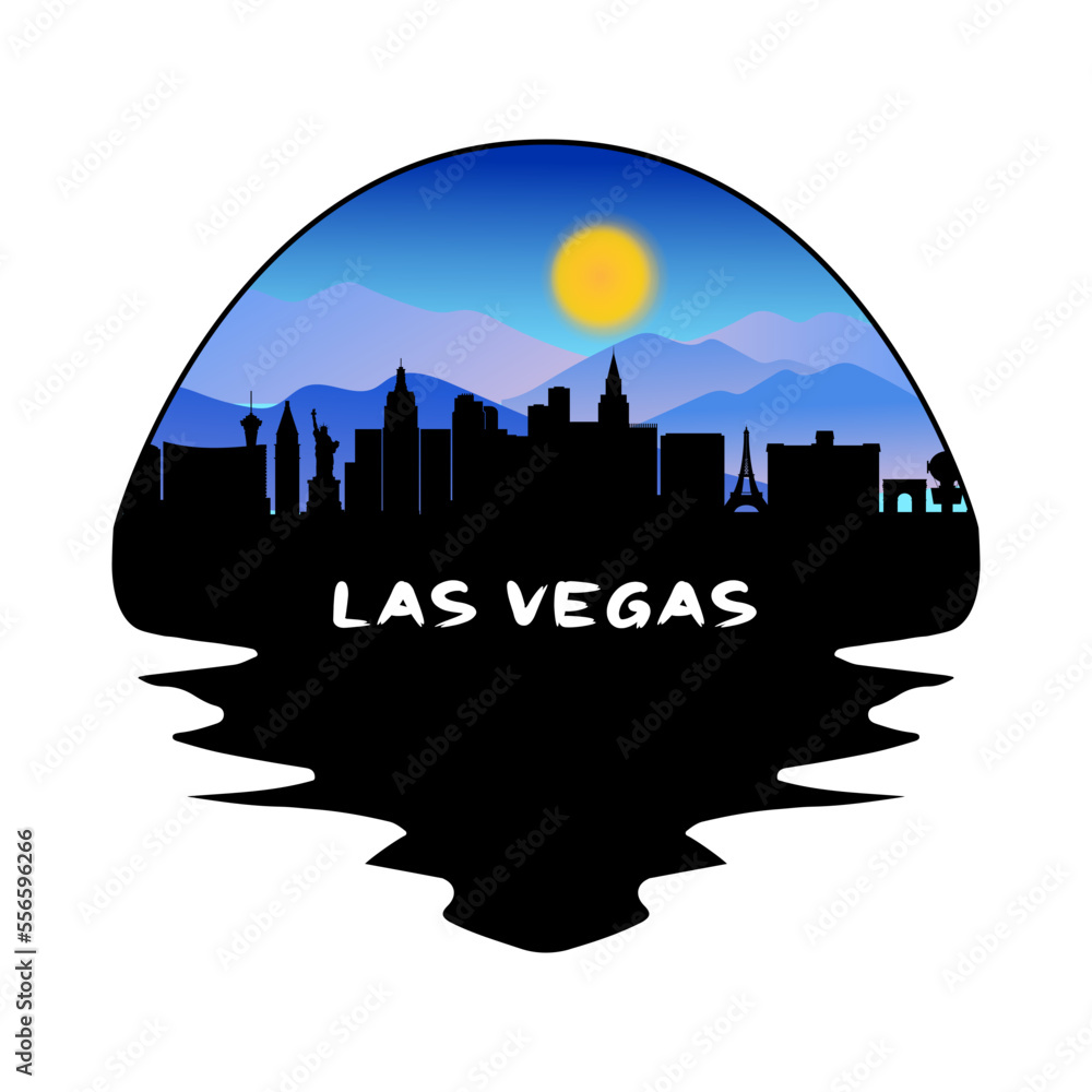 Las Vegas Nevada USA Skyline Silhouette Retro Vintage Sunset Las Vegas Lover Travel Souvenir Sticker Vector Illustration SVG EPS