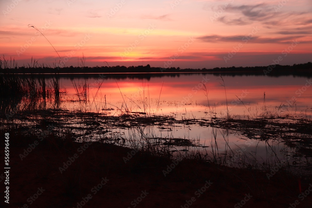 sunset over lake sunset over lake