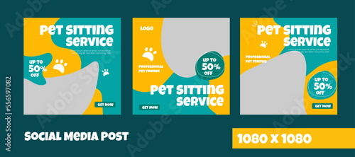 pet sitting service social media posts template