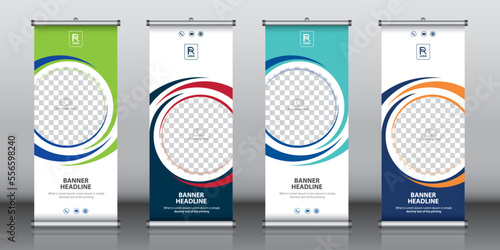 Roll up banner design template vector, abstract background, modern x-banner, rectangle size