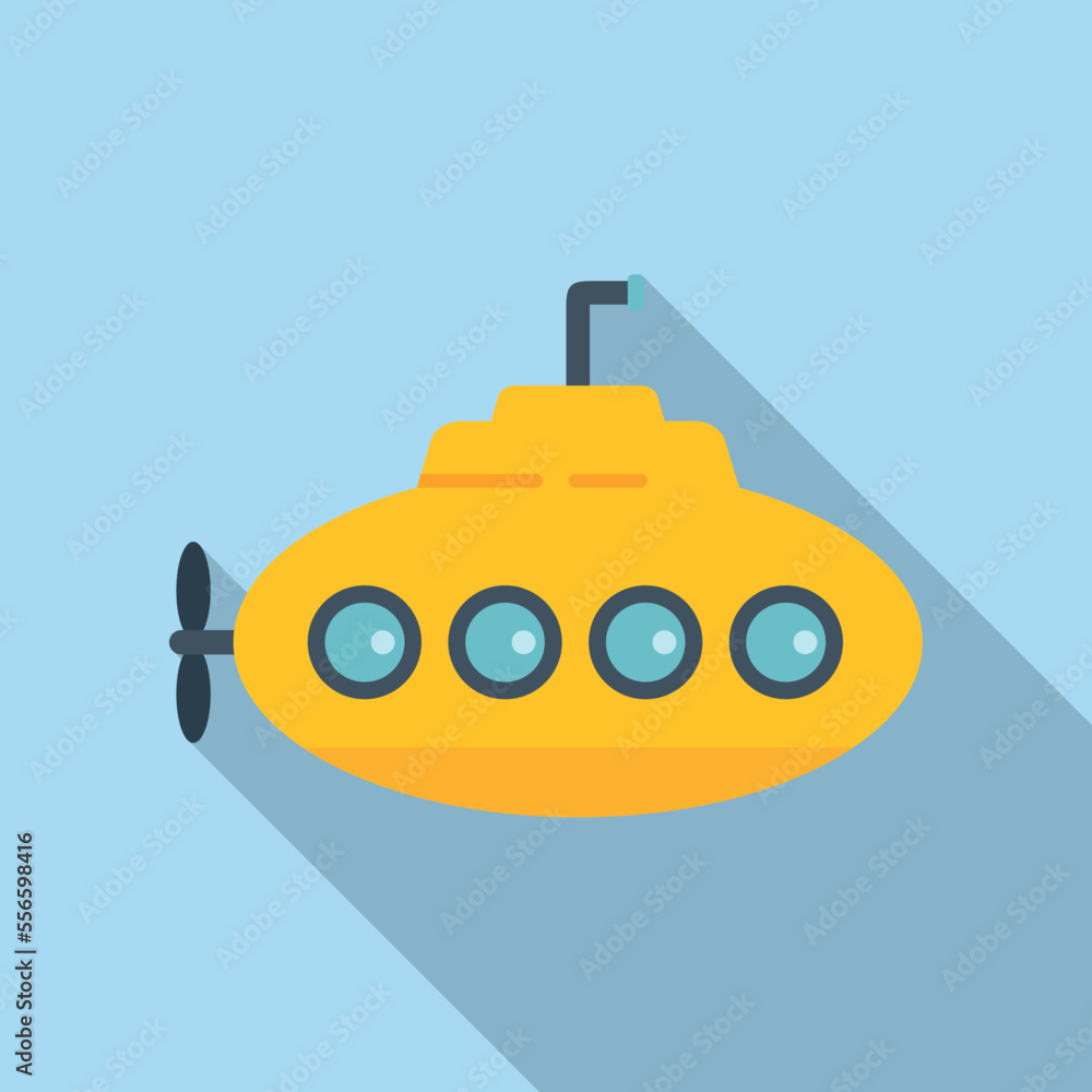Obraz premium Bathyscaphe icon flat vector. Submarine ship. Cute vehicle