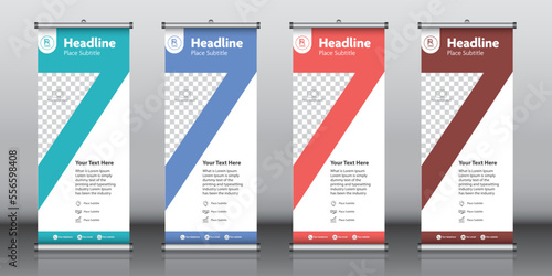 Roll up banner design template vector, abstract background, modern x-banner, rectangle size