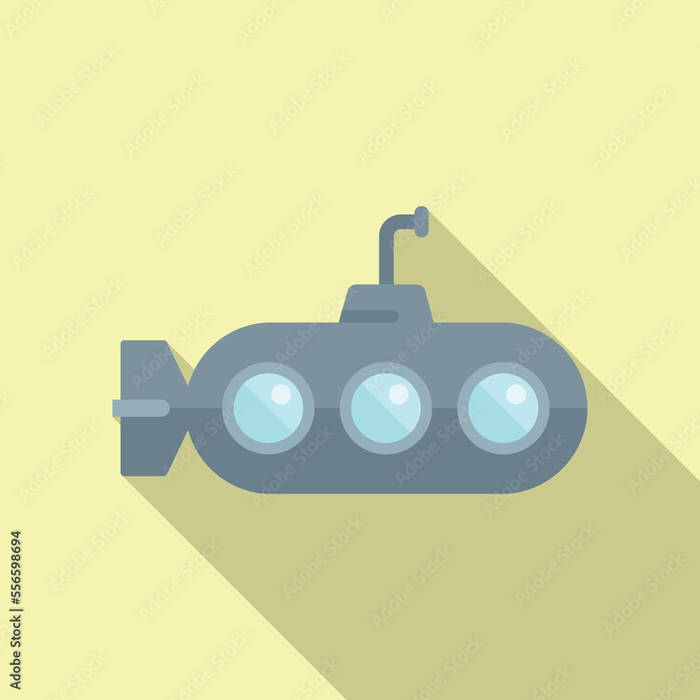 Old submarine icon flat vector. Sea ship. Marine vehicle Old submarine icon flat vector. Sea ship. Marine vehicle