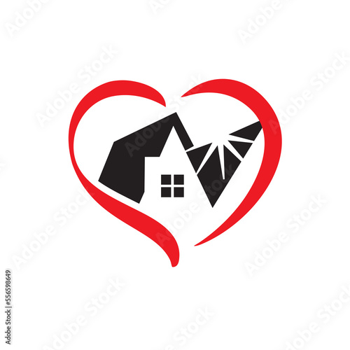 Homecare, House with Love Logo Design