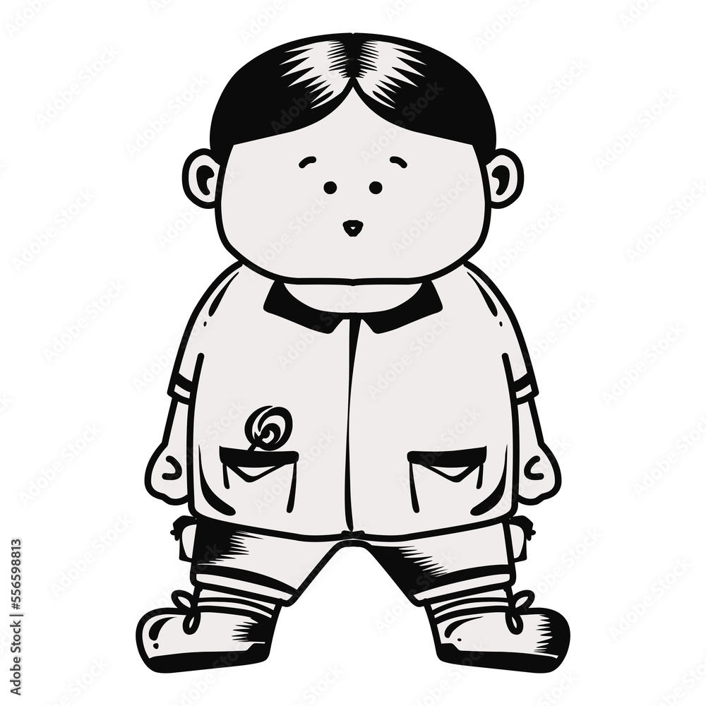 Design graphic of little boy. Perfect for icon, logo, tattoo, banner, stickers, greeting cards